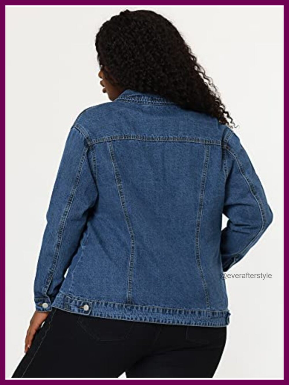 Plus Size Button Stitching Washed Denim Jacket - Picture 4 of 6
